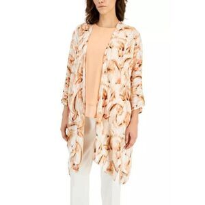 Anne Klein Women's Printed Open-Front Kimono Cardigan M